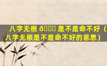 八字无根 🍁 是不是命不好（八字无根是不是命不好的意思）